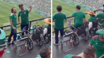Video de aficionado levant&aacute;ndose de su silla de ruedas durante inauguraci&oacute;n del Mundial se vuelve viral