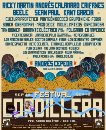 Ricky Martin, Andr&eacute;s Calamaro, Caifanes, Sean Paul, Be&eacute;le y m&aacute;s &iacute;conos llegar&aacute;n al Festival Cordillera 2026.