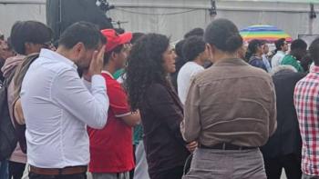 Captan a fiscal Bertha Alcalde en Fan Fest del Z&oacute;calo durante horario laboral