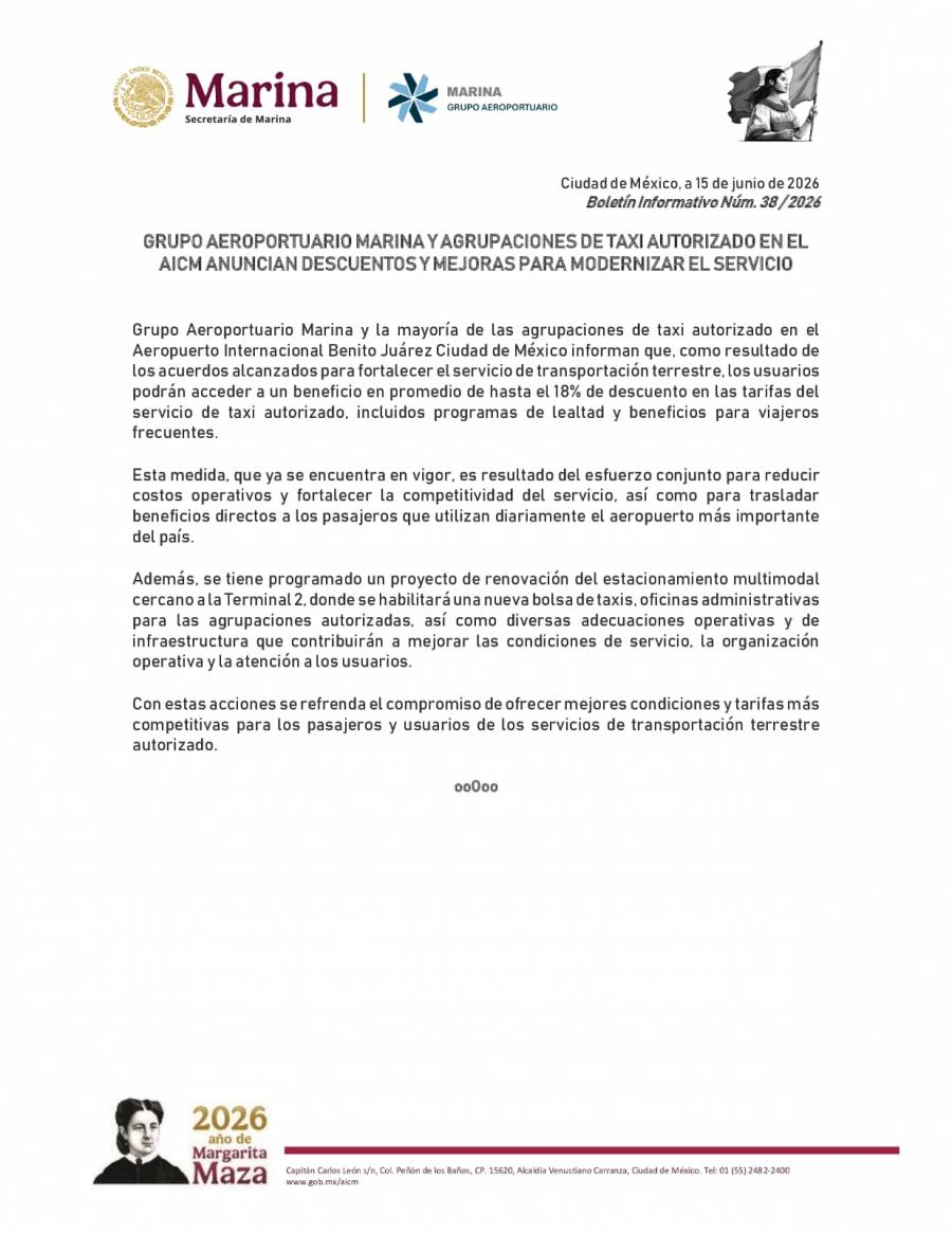 Permisionarios del AICM desmienten descuentos anunciados por Grupo Aeroportuario Marina