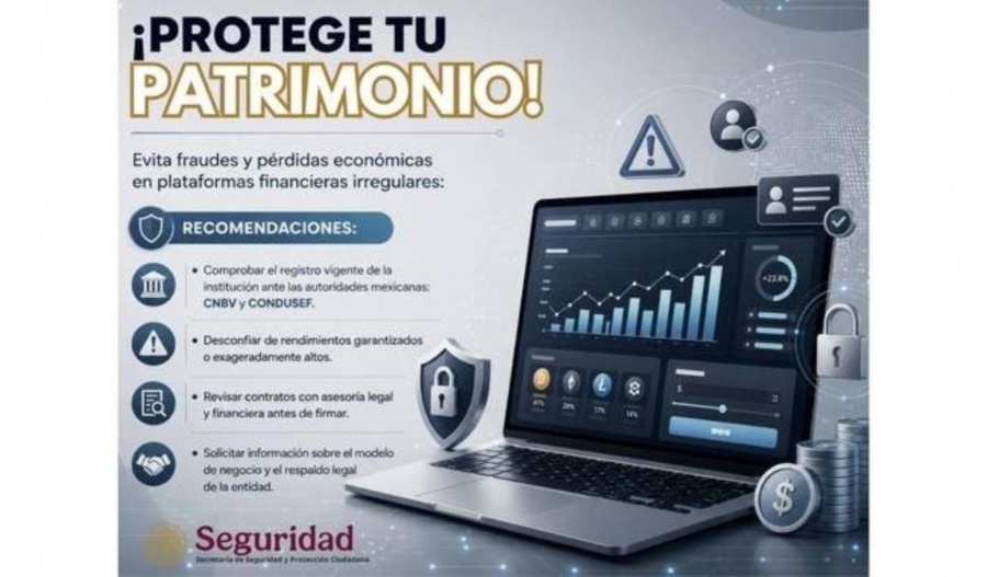SSPC alerta sobre fraudes de inversión: recomienda verificar registros ante CNBV y CONDUSEF