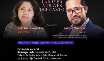 INBAL presenta concierto 'La mujer a trav&eacute;s del canto' en Bellas Artes con soprano Bertha Granados