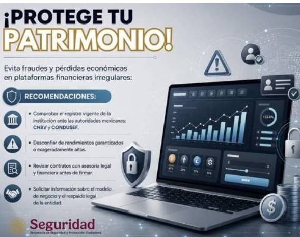 SSPC alerta sobre fraudes de inversión: recomienda verificar registros ante CNBV y CONDUSEF