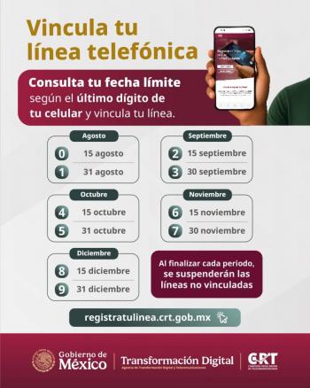Gobierno federal ampl&iacute;a plazo escalonado para registrar l&iacute;neas celulares vinculadas a la CURP