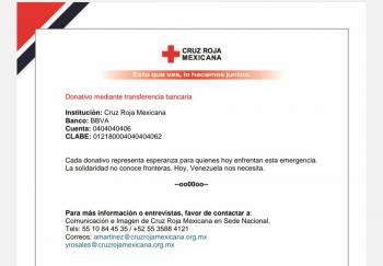 Cruz Roja Mexicana llama a donar para apoyar a las familias afectadas por los sismos en Venezuela