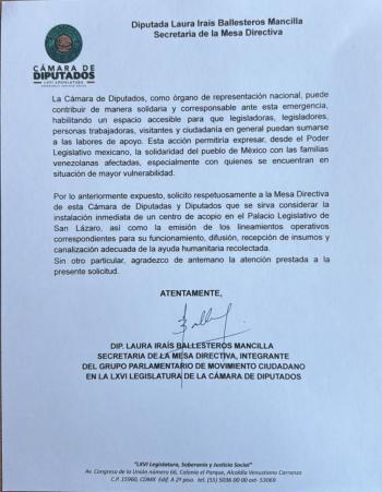 Llama Laura Ballesteros a instalar centro de acopio en San L&aacute;zaro para apoyar a Venezuela