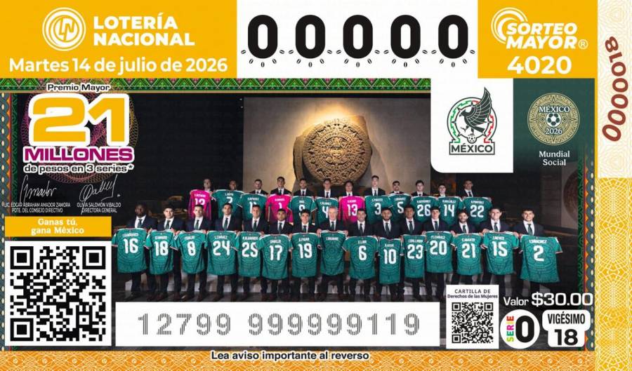 Lotería Nacional lanza billete conmemorativo dedicado a la Selección Mexicana  