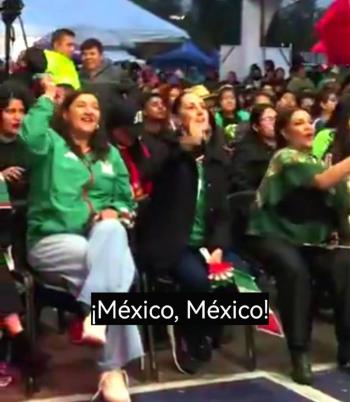 Sheinbaum acompa&ntilde;a a aficionados en Azcapotzalco para apoyar a la Selecci&oacute;n Mexicana