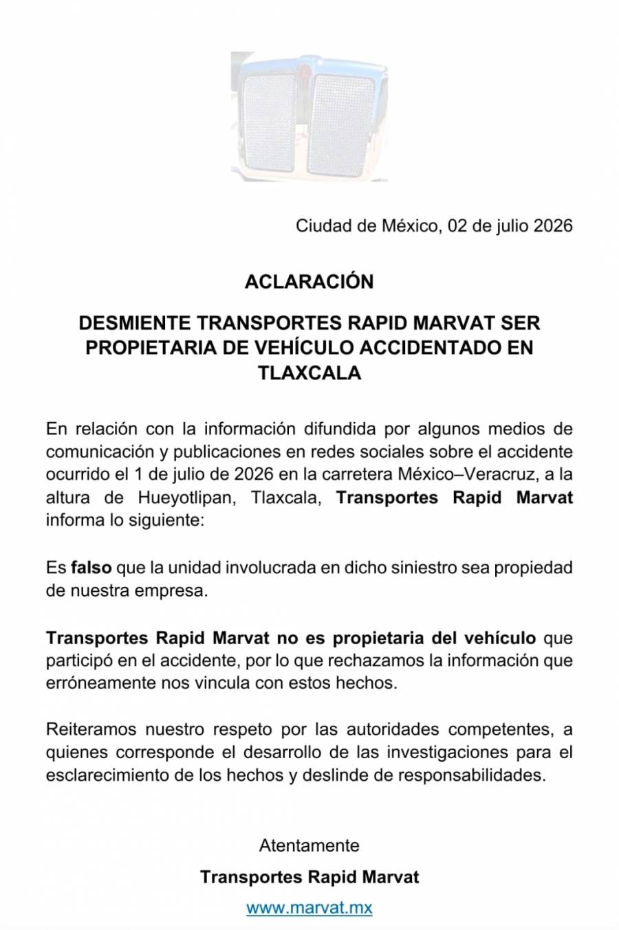 Empresa Transportes Rapid Marvat se deslinda de pipa que explotó en la México-Veracruz