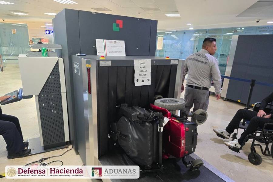 Aseguran 12 kilos de cocaína en silla de ruedas el Aeropuerto de Cancún
