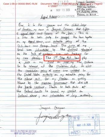 Abogado de ‘El Chapo’ asegura que cartas enviadas a cortes de EE.UU. son falsas    