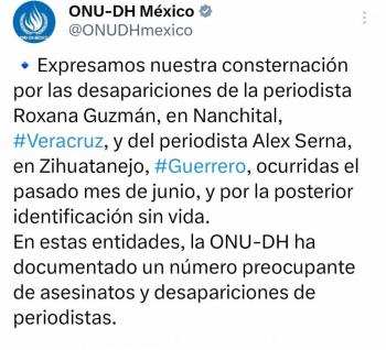 ONU-DH condena asesinatos de los periodistas Roxana Guzm&aacute;n y Alex Serna; pide investigar su labor informativa