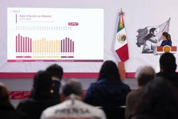 Presidenta Claudia destaca reducci&oacute;n de la inflaci&oacute;n; atribuye resultado a la estabilidad econ&oacute;mica