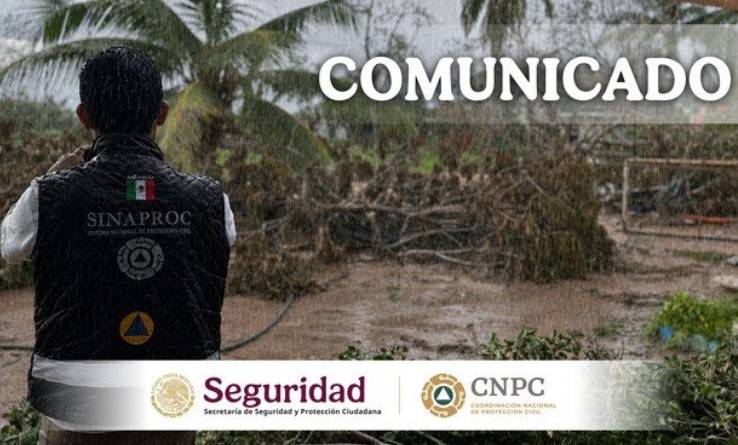 CNPC llama a la población a seguir indicaciones ante lluvias intensas en 11 estados
