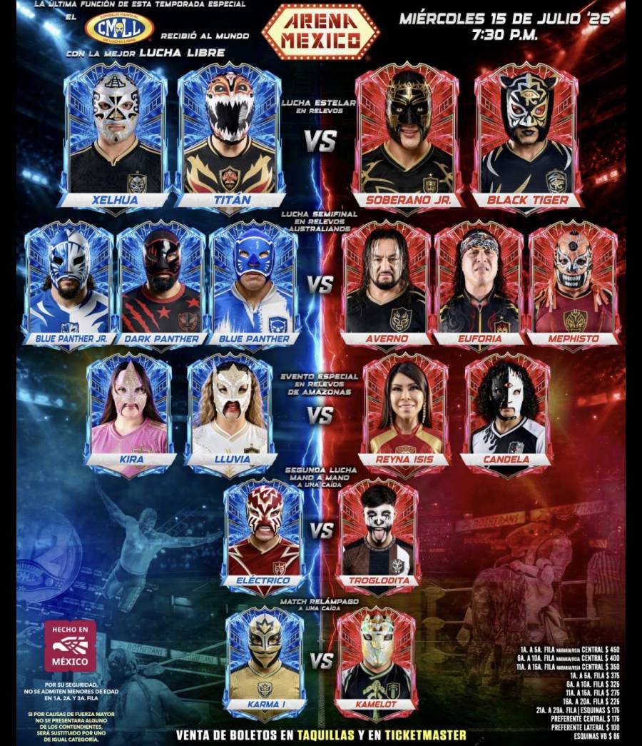 Martes de Arena México y Miércoles Especial de la Temporada de Verano presentan dos carteleras imperdibles
