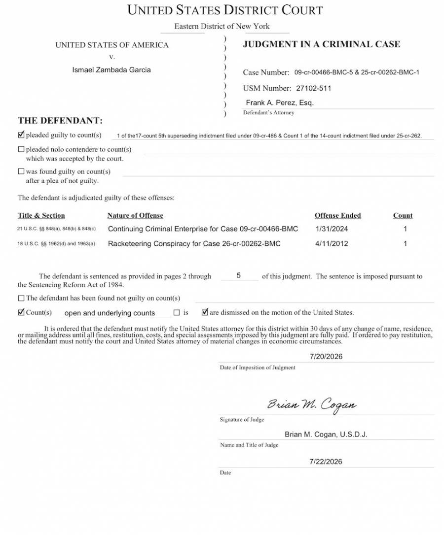 Publican documento oficial de sentencia contra “El Mayo” Zambada en Nueva York  