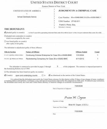 Publican documento oficial de sentencia contra “El Mayo” Zambada en Nueva York