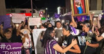 Familiares de Dafne Zapata exigen justicia durante evento del gobernador de Tamaulipas