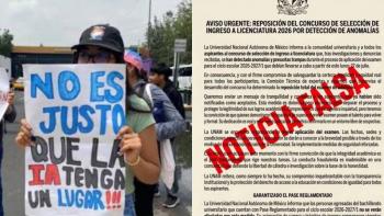 UNAM desmiente reposici&oacute;n del examen de admisi&oacute;n 2026 y alerta sobre desinformaci&oacute;n