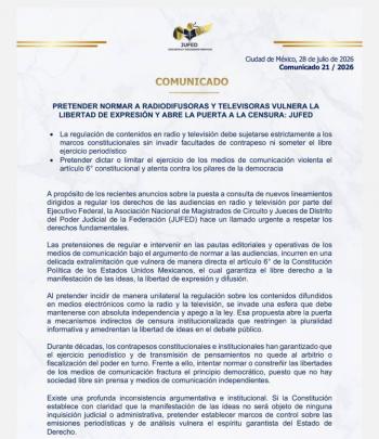 JUFED advierte riesgo de censura con regulaci&oacute;n de derechos de audiencias en radio y televisi&oacute;n