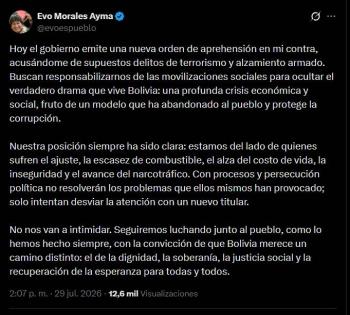 Fiscaliacutea de Bolivia ordena captura de Evo Morales por terrorismo y alzamiento armado