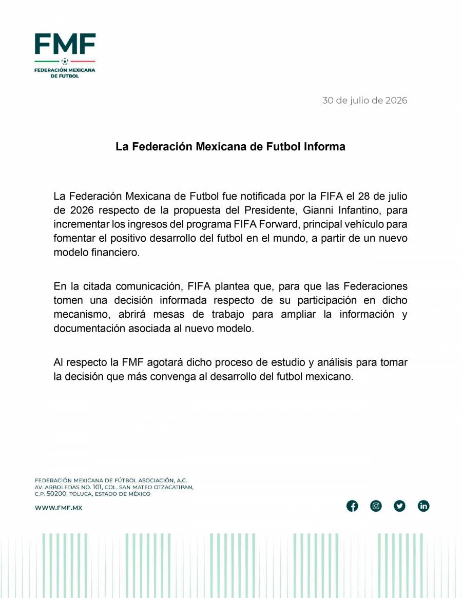 FMF analizará propuesta de Infantino para privatizar torneos pese a rechazo de Concacaf    