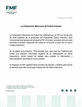 FMF analizar&aacute; propuesta de Infantino para privatizar torneos pese a rechazo de Concacaf