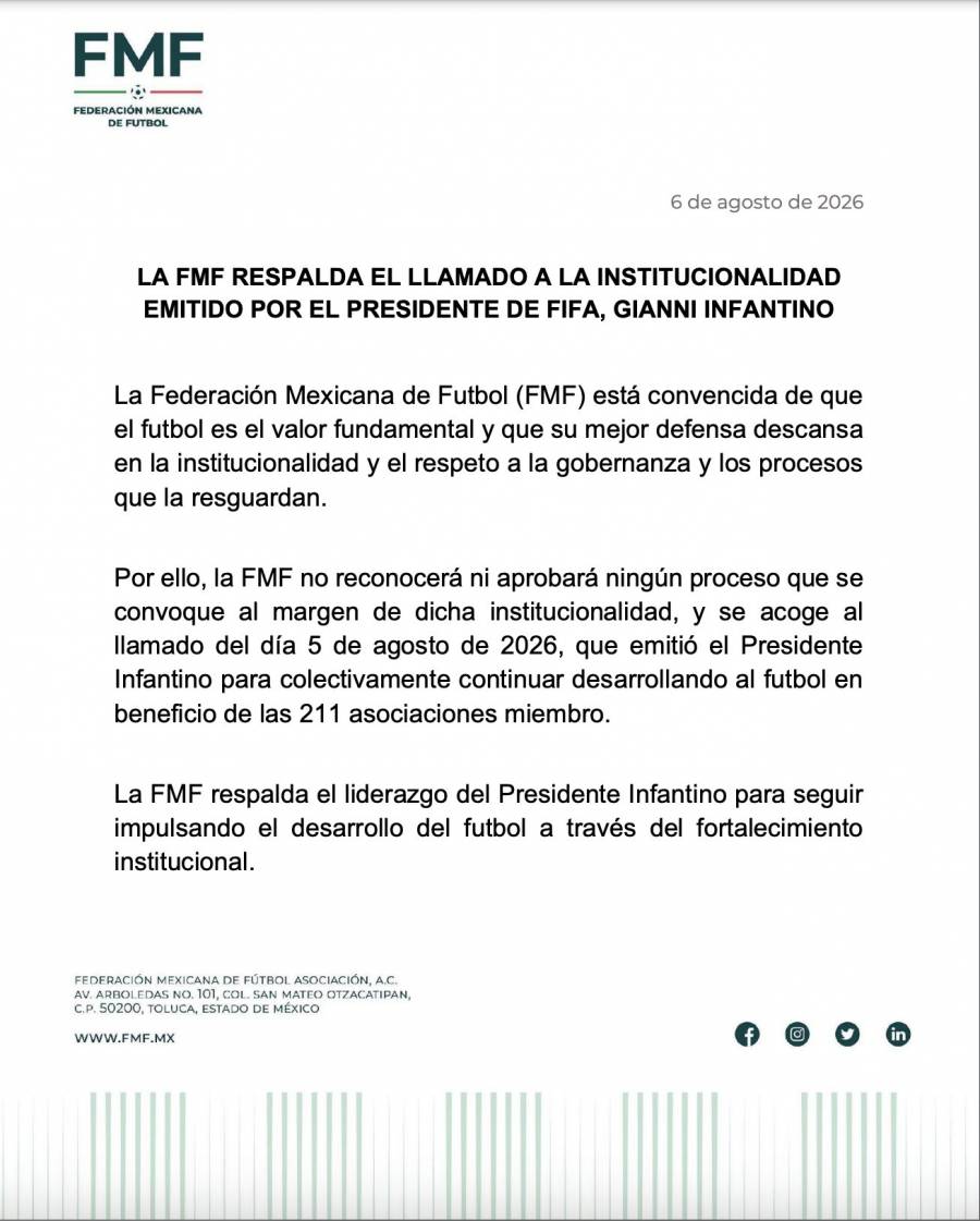 FMF respalda a Gianni Infantino en medio de criacuteticas globales