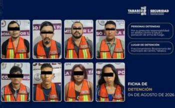 Detienen a ocho personas por su probable relaci&oacute;n con ataques violentos en Tabasco