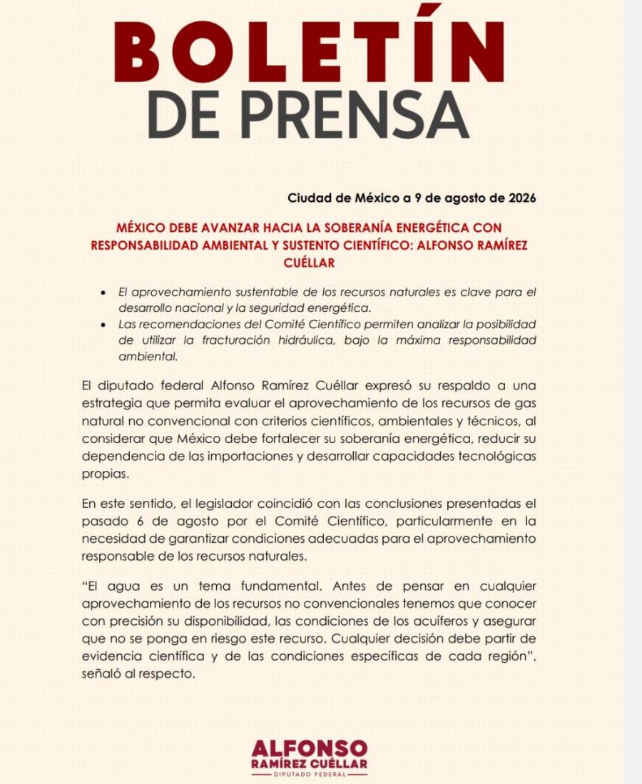 México debe evaluar gas no convencional con criterios científicos y ambientales: Alfonso Ramírez Cuéllar