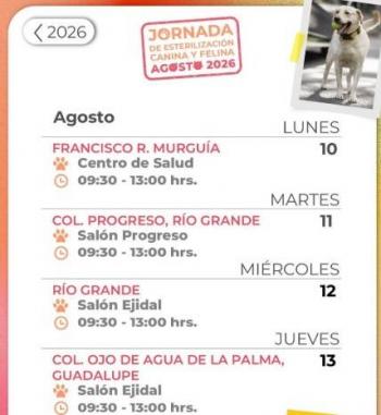 Secretar&iacute;a de Salud de Zacatecas esterilizar&aacute; gratis a mascotas en tres municipios