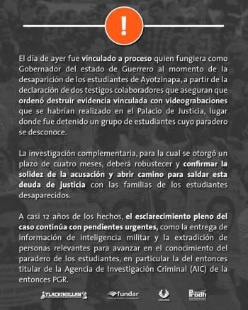 A casi 12 a&ntilde;os de Ayotzinapa, Centro Prodh exige esclarecer pendientes y entregar informaci&oacute;n clave