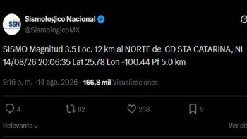 Sismo de magnitud 3.5 sacude Santa Catarina, Nuevo Le&oacute;n