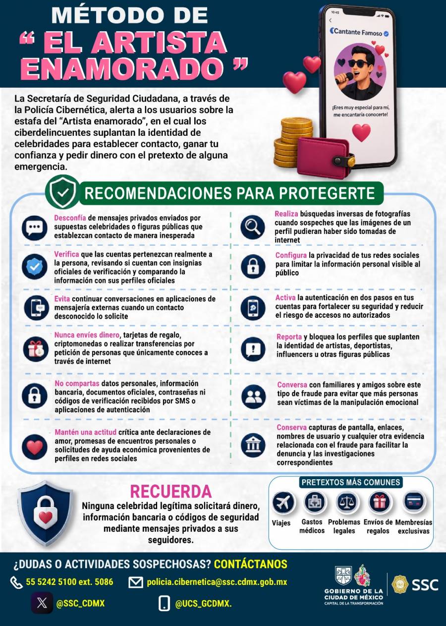 Policía Cibernética alerta sobre la estafa ‘el artista enamorado’    