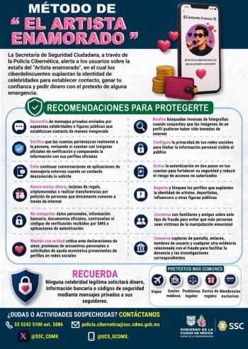 Polic&iacute;a Cibern&eacute;tica alerta sobre la estafa ‘el artista enamorado’