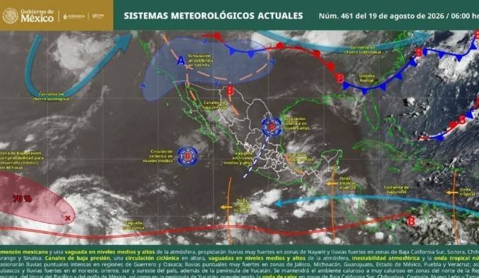 Prev&eacute;n lluvias y tormentas aisladas en Oaxaca por onda tropical 29; continuar&aacute; calor