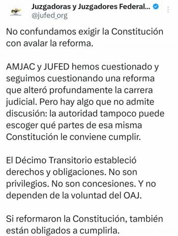 Jueces y magistrados exigen al OAJ cumplir pagos previstos en reforma judicial