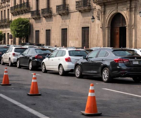 Bloquean choferes de aplicación frente a Casa Michoacán