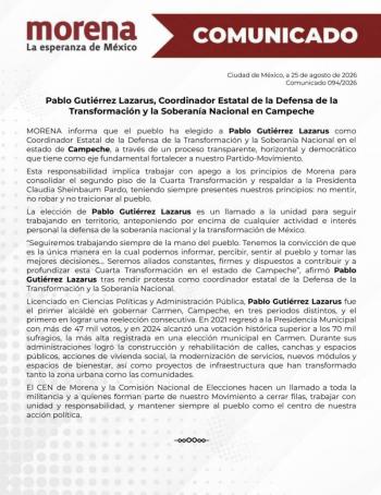 Morena perfila a Pablo Guti&eacute;rrez Lazarus para la gubernatura de Campeche