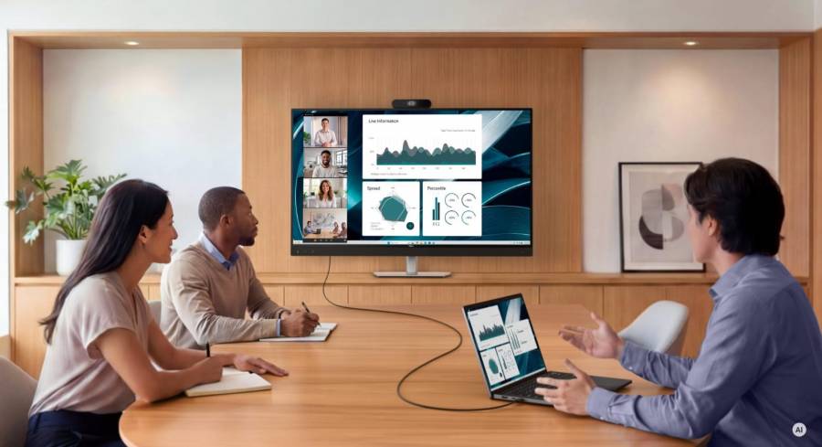 La sala de reuniones del futuro podría necesitar sólo un monitor
