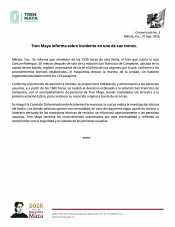 Errores humanos causa de incidentes en Tren Maya e Interoce&aacute;nico: Sheinbaum