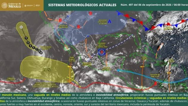 Lluvias intensas y calor en Oaxaca por canal de baja presión