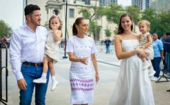 Samuel Garc&iacute;a da la bienvenida a Claudia Sheinbaum durante su visita a Nuevo Le&oacute;n