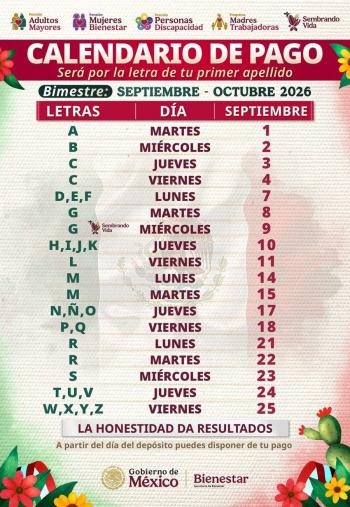 Sembrando Vida realiza dep&oacute;sito especial de 6,450 pesos este 9 de septiembre