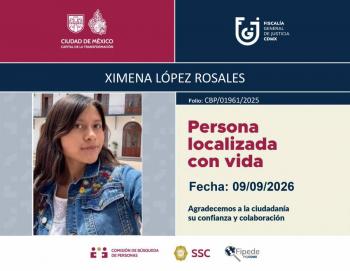 Localizan con vida a Ximena Lopez tras casi un a&ntilde;o desaparecida en Tlalpan