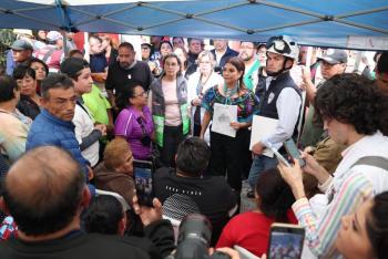 Clara Brugada garantiza apoyo integral a familias afectadas tras explosi&oacute;n en Minas de Cristo