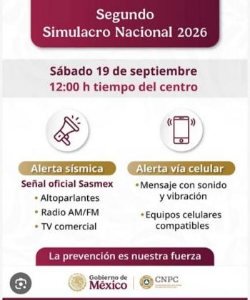 Segundo Simulacro Nacional 2026 ser&aacute; este 19 de septiembre con nuevos horarios y cinco escenarios s&iacute;smicos