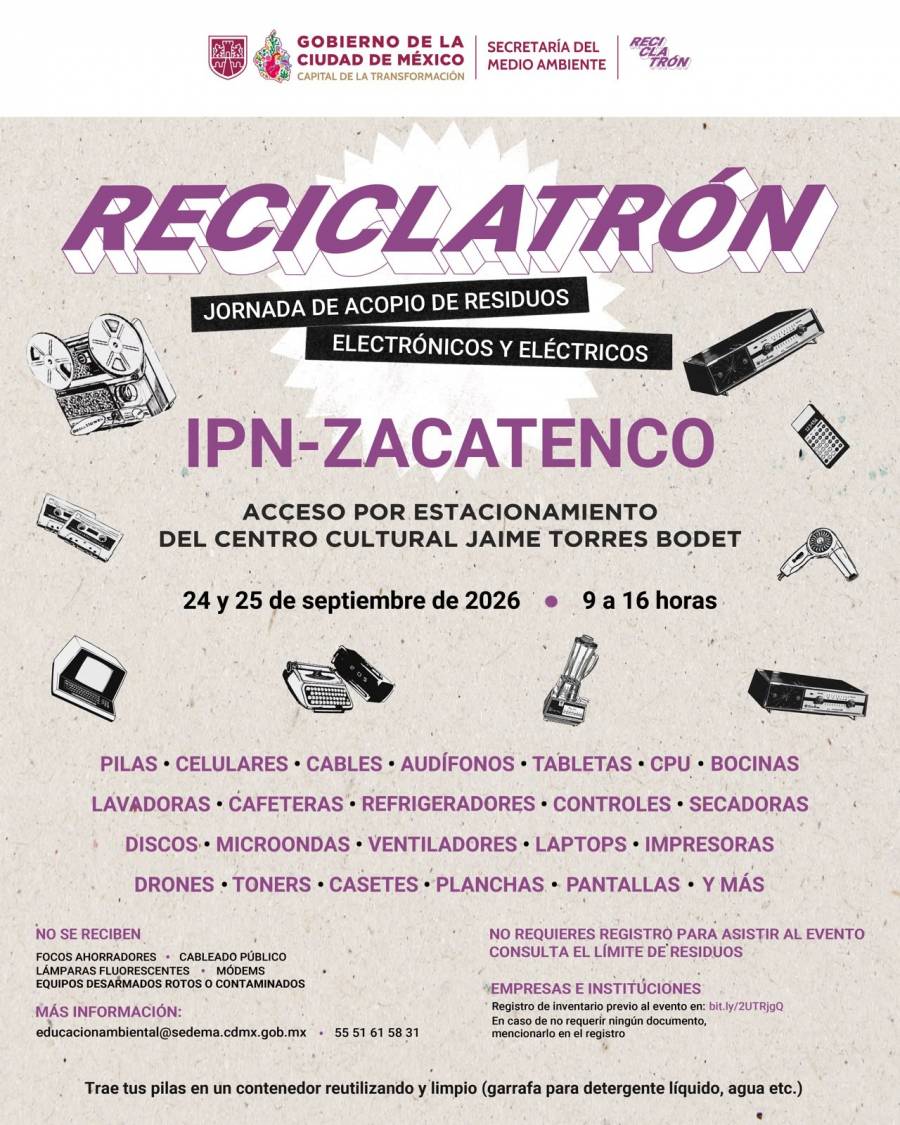 Reciclatrón llega al IPN Zacatenco para fomentar el manejo adecuado de los residuos eléctricos y electrónicos  