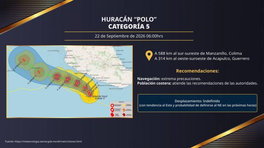 Armada de M&eacute;xico mantiene operativo preventivo ante el hurac&aacute;n “Polo”
