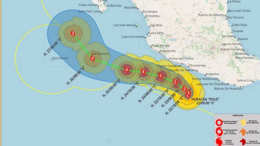 El Servicio Meteorológico Nacional advierte que el huracán Polo podría impactar Baja California Sur y avanzar hacia Sonora  